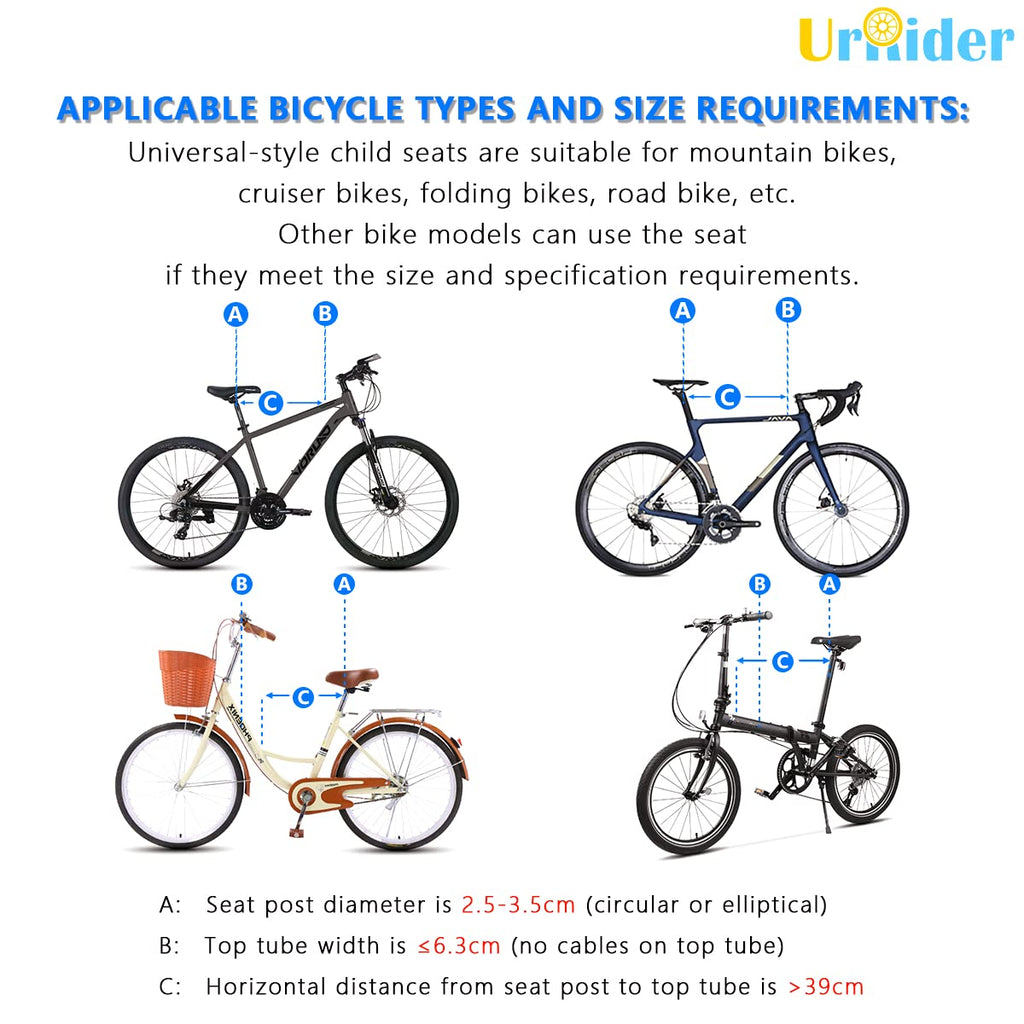 UrRider Front Mount Child Bike Seat – Portable Aluminum Seat for Ages 2-6