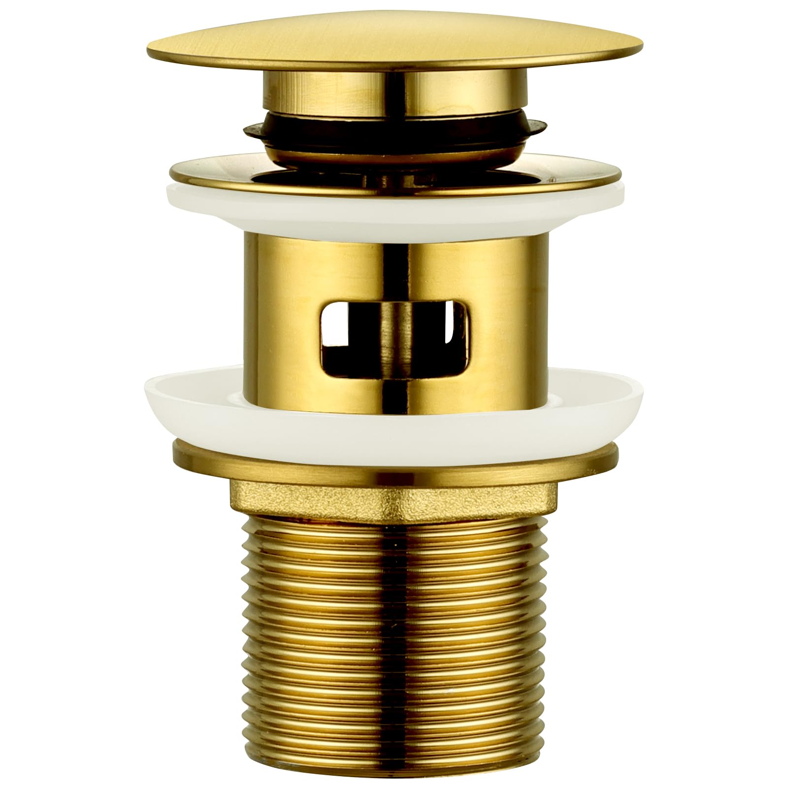 Peppermint Slotted Basin Waste – Brushed Gold Pop Up Sink Plug with Overflow