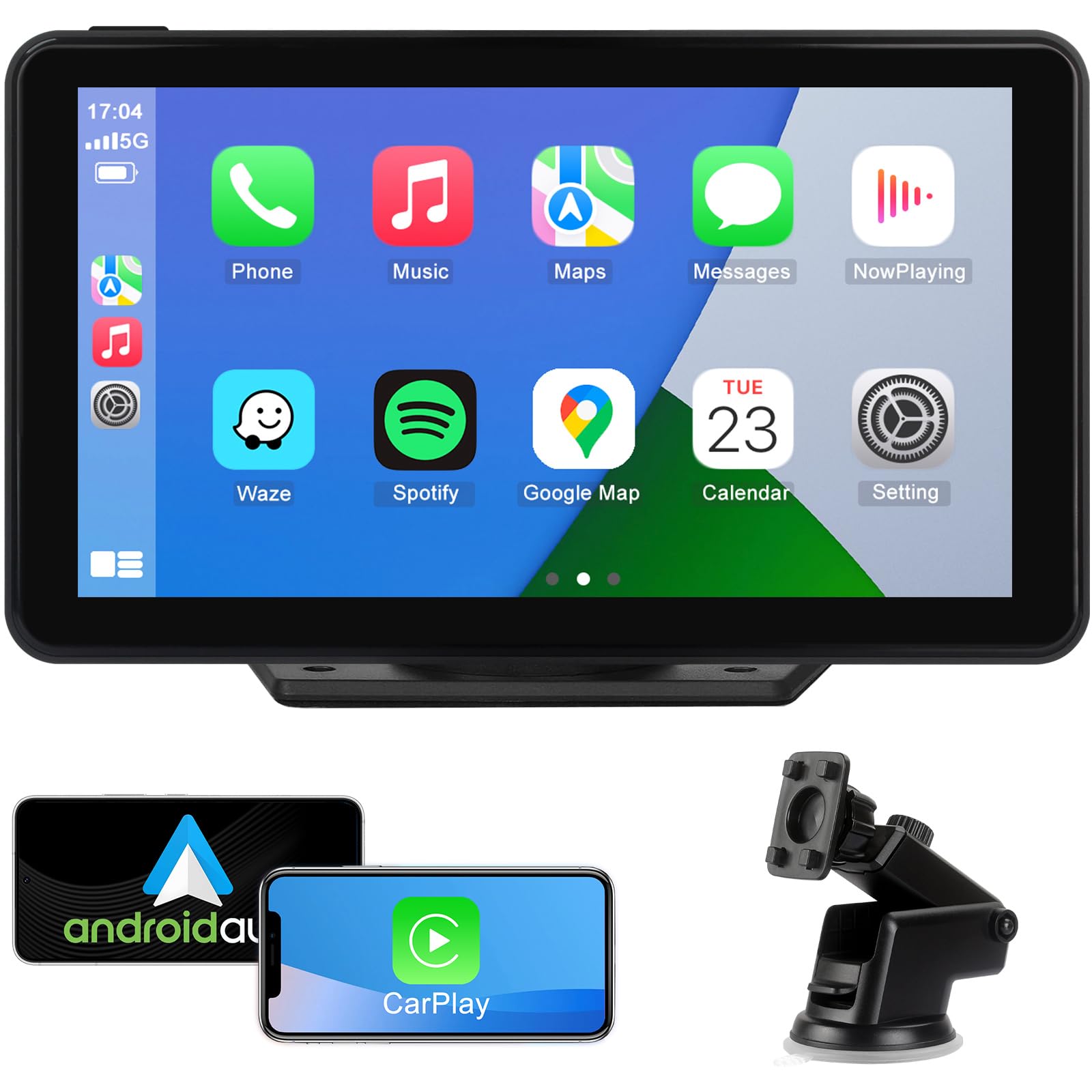 7" Wireless Apple CarPlay & Android Auto Portable Car Stereo