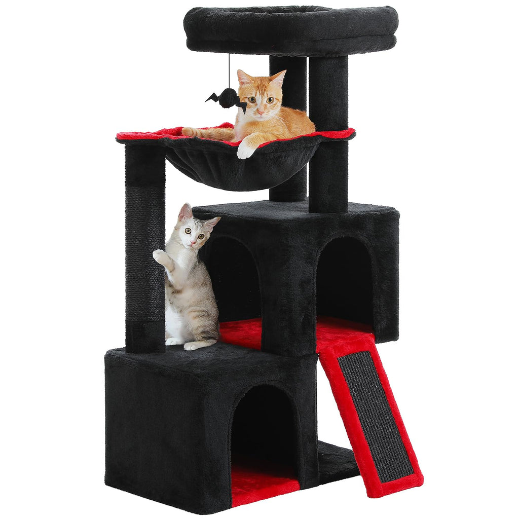 PETEPELA 104cm Cat Tree – Dual Condo Tower with Large Hammock & Perch