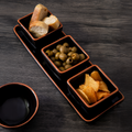 Orsina Calisto Terracotta Dip Bowls with Tray - Set of 3 in Black
