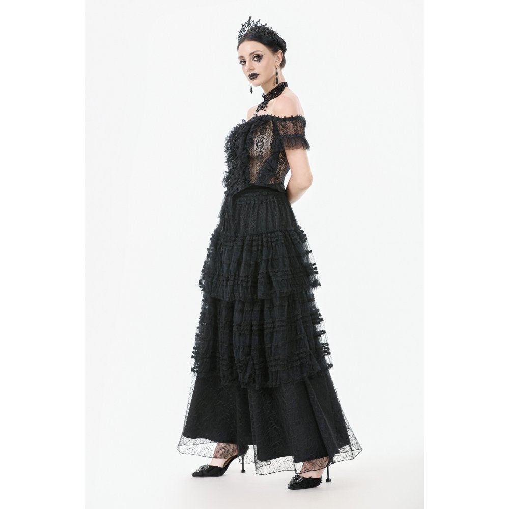 Dark in Love Ophelia Gothic Top – Black Lace Off-Shoulder Corset Style