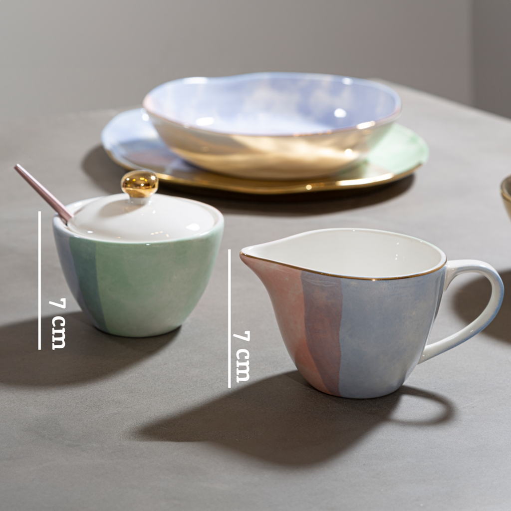 Orsina Sugar Pot and Creamer Set – Hand-Painted Pastel Tableware