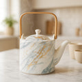 Orsina Marble Luxe Teapot – White Ceramic with Metallic Accents