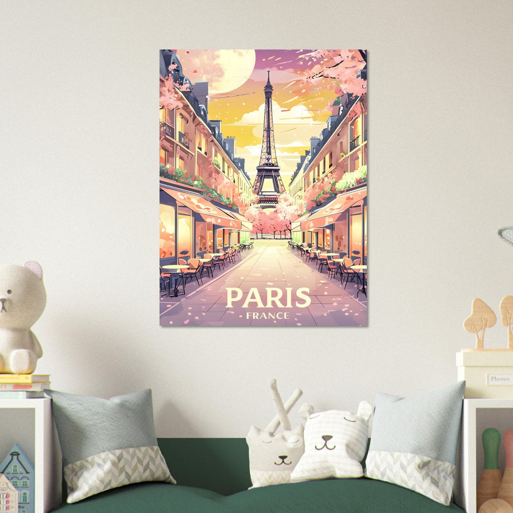 Paris Street Scene Wall Art - Eiffel Tower Sunset Print