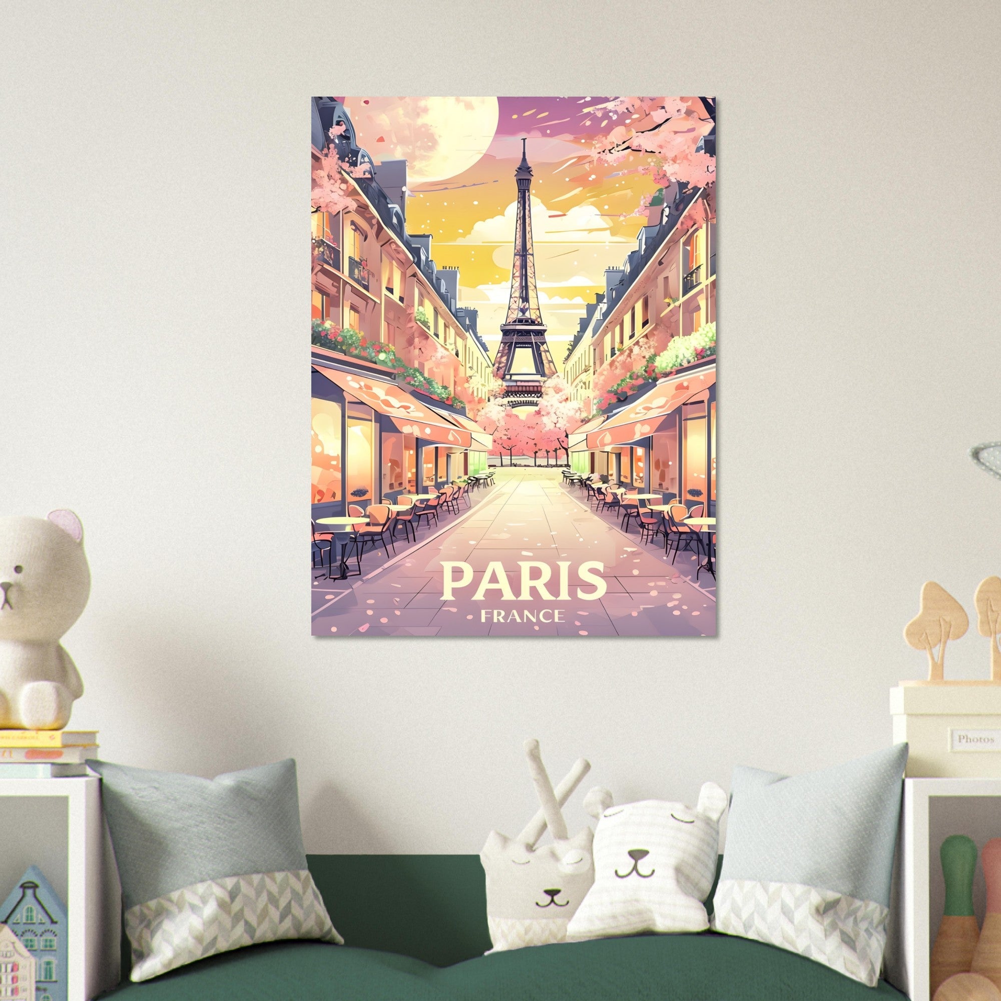 Paris Street Scene Wall Art - Eiffel Tower Sunset Print