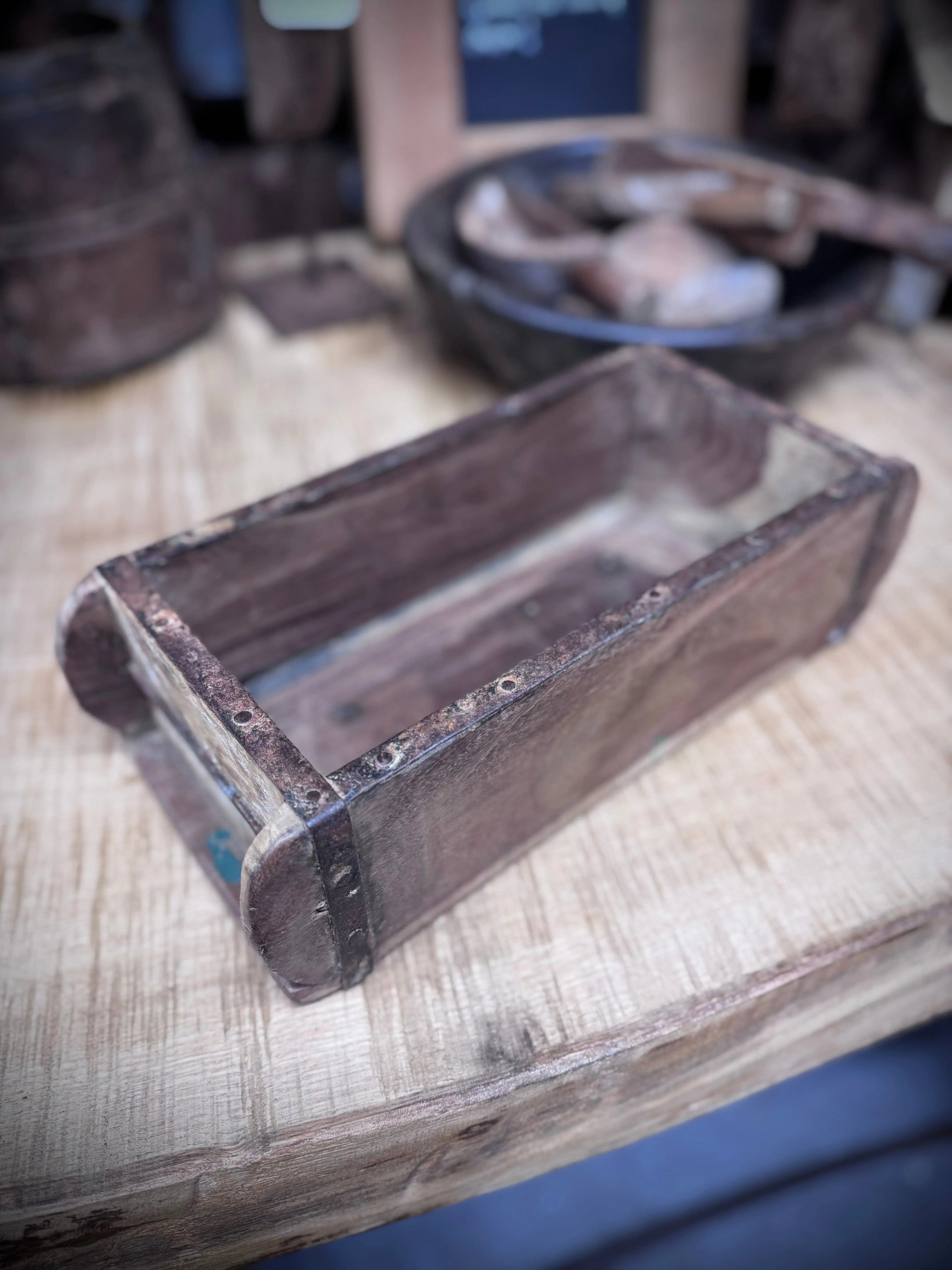 Vintage Wooden Brick Mould Planter Rustic Herb Tray Storage Box Indoor Outdoor