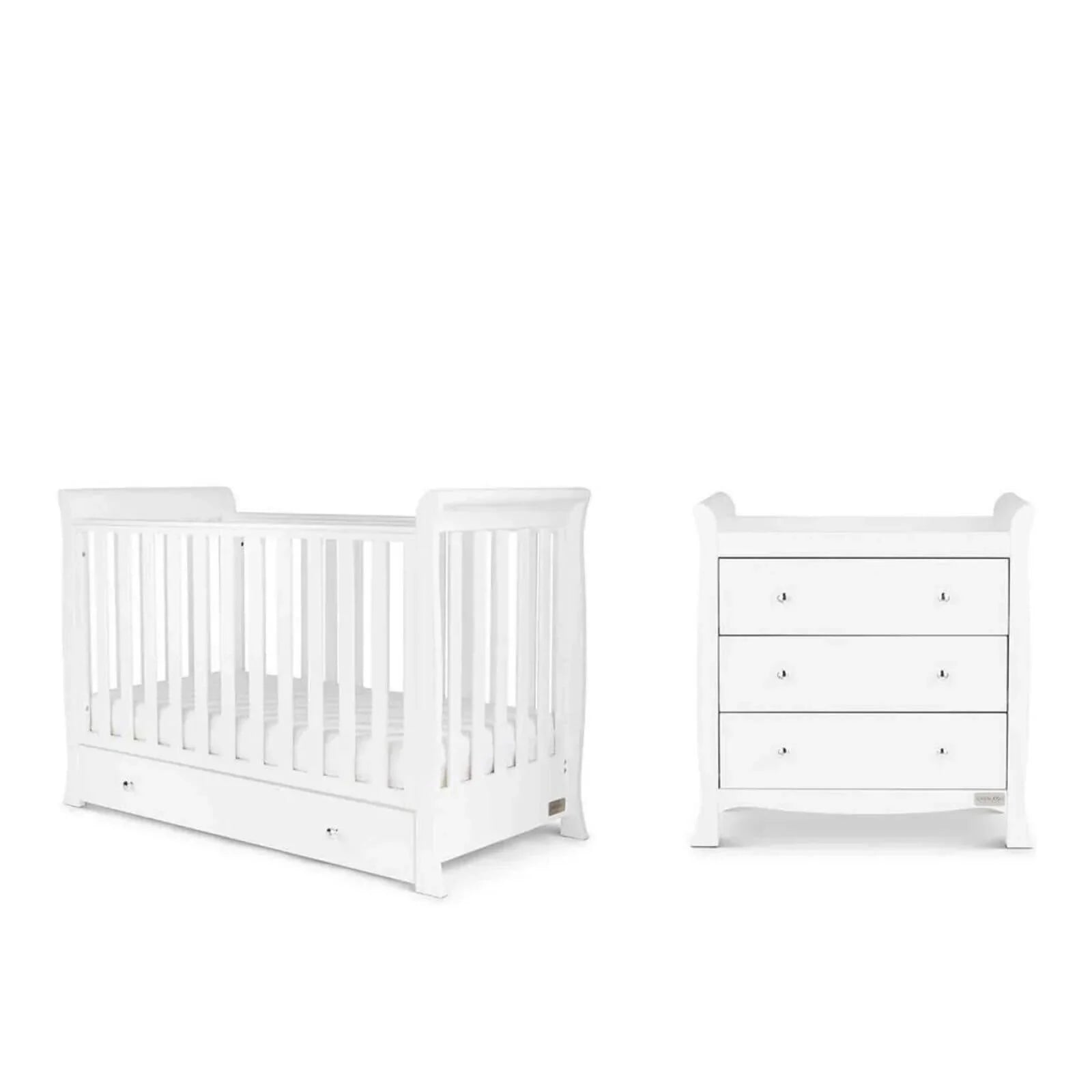 Ickle Bubba Snowdon 4 in 1 Mini 2 Piece Furniture Set White - Fibre Mattress