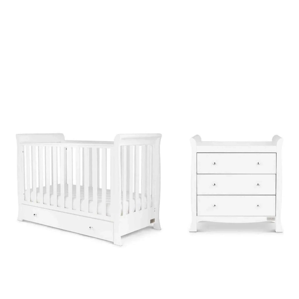 Ickle Bubba Snowdon 4 in 1 Mini 2 Piece Furniture Set White - Premium Sprung Mattress