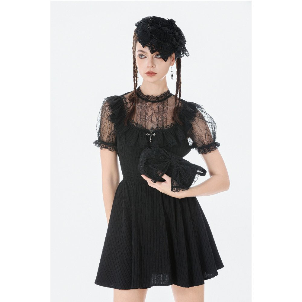 Dark In Love Victoria Mini Handbag – Black Lace & Satin Goth Bag