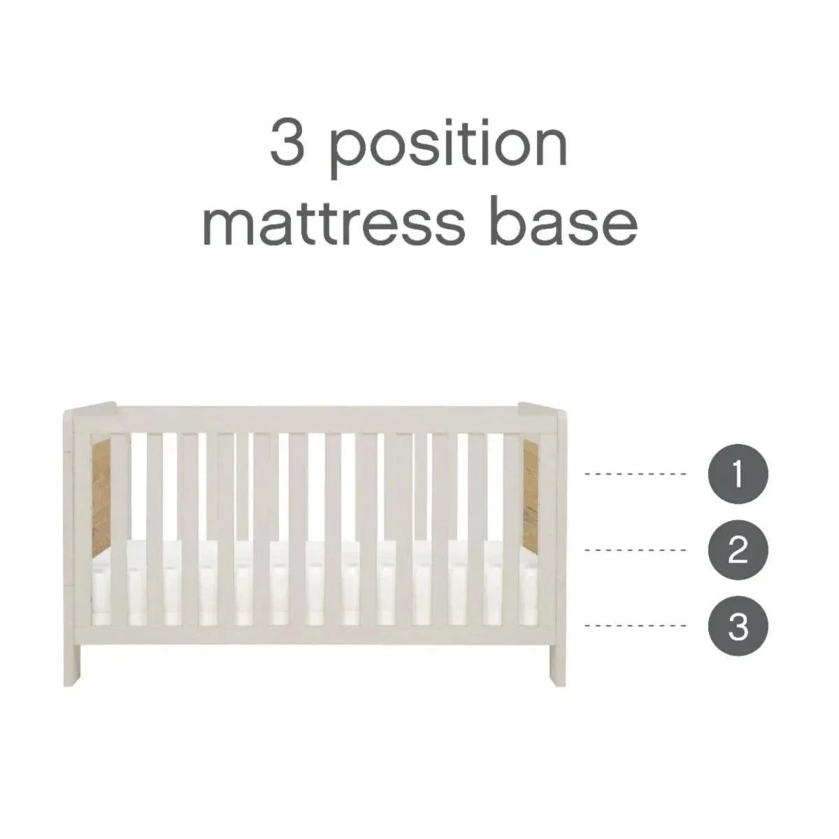 Tutti Bambini Alba Cot Bed - White Sand / Distressed Oak
