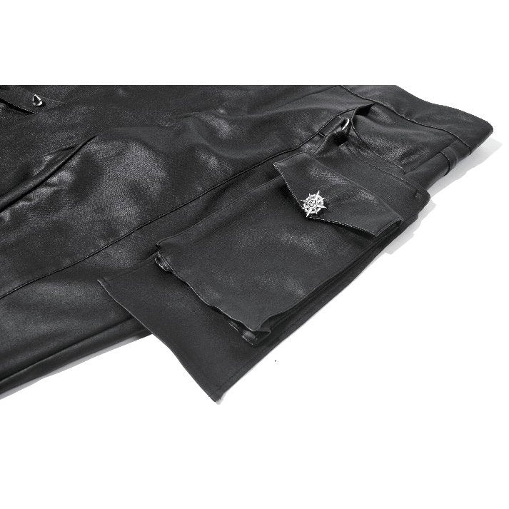 Dark in Love Punk Leather-Look Strap Detail Trousers | High-Waisted