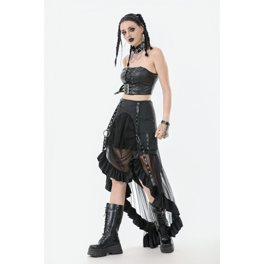 Dark in Love Ravena Faux Leather Corset Top – Black Buckled Goth Style