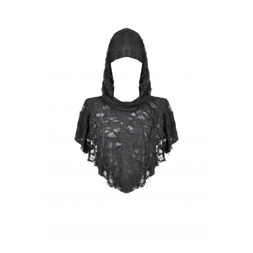 Dark in Love Nyx Distressed Shredded Hooded Poncho | Gothic Lace Cape