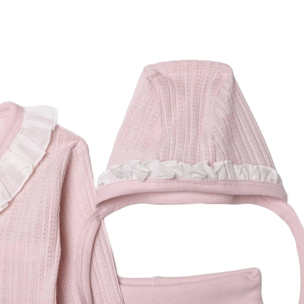 Bebetto Girls Vest Hat & Footed Bottom Set Long - Pink