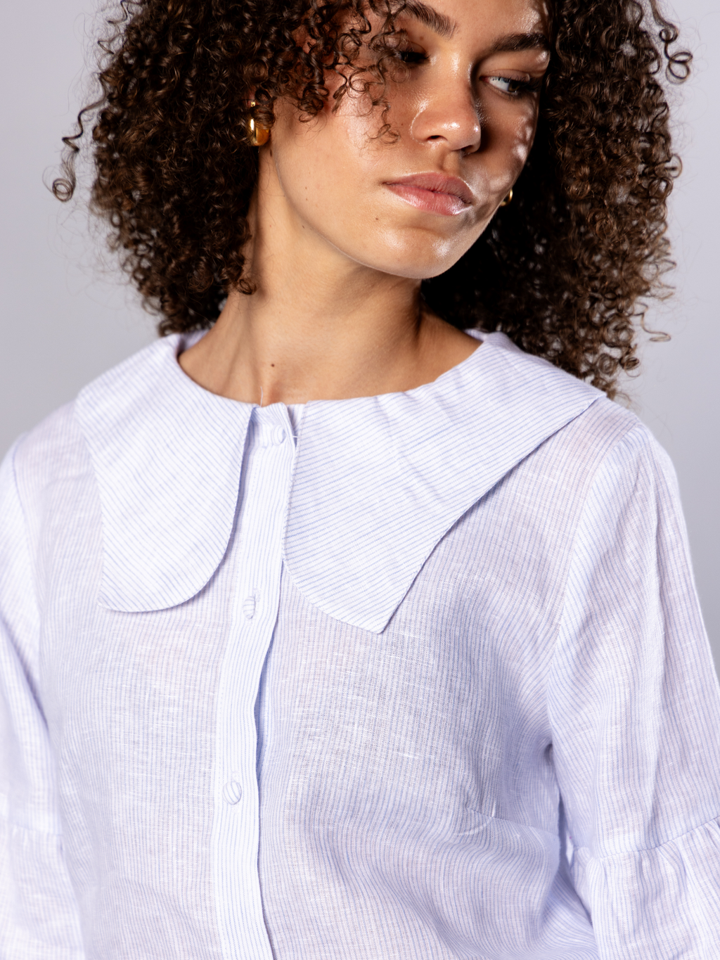 No More Nobody Habiba Tulip Collar Blouse – Handmade Deadstock Linen