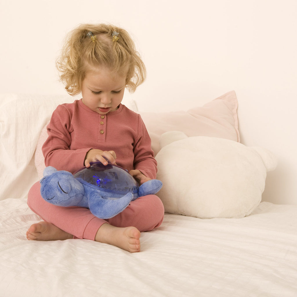 Cloud B Tranquil Turtle Rechargeable Projector Nightlight with White Noise Soothing Sounds - Ocean Blue