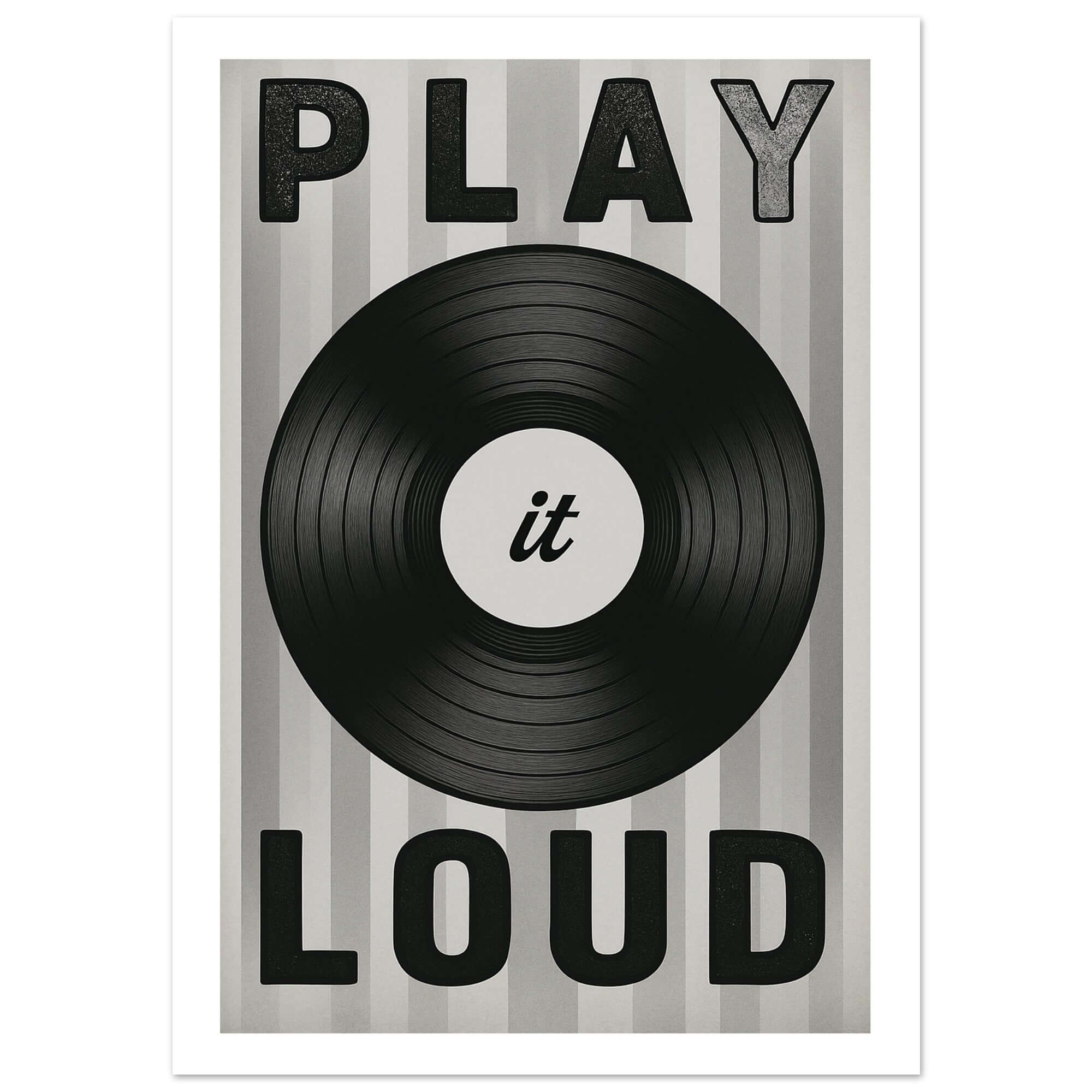 Play It Loud Vinyl Record Wall Art – Retro Music Poster for Studio & Home Decor