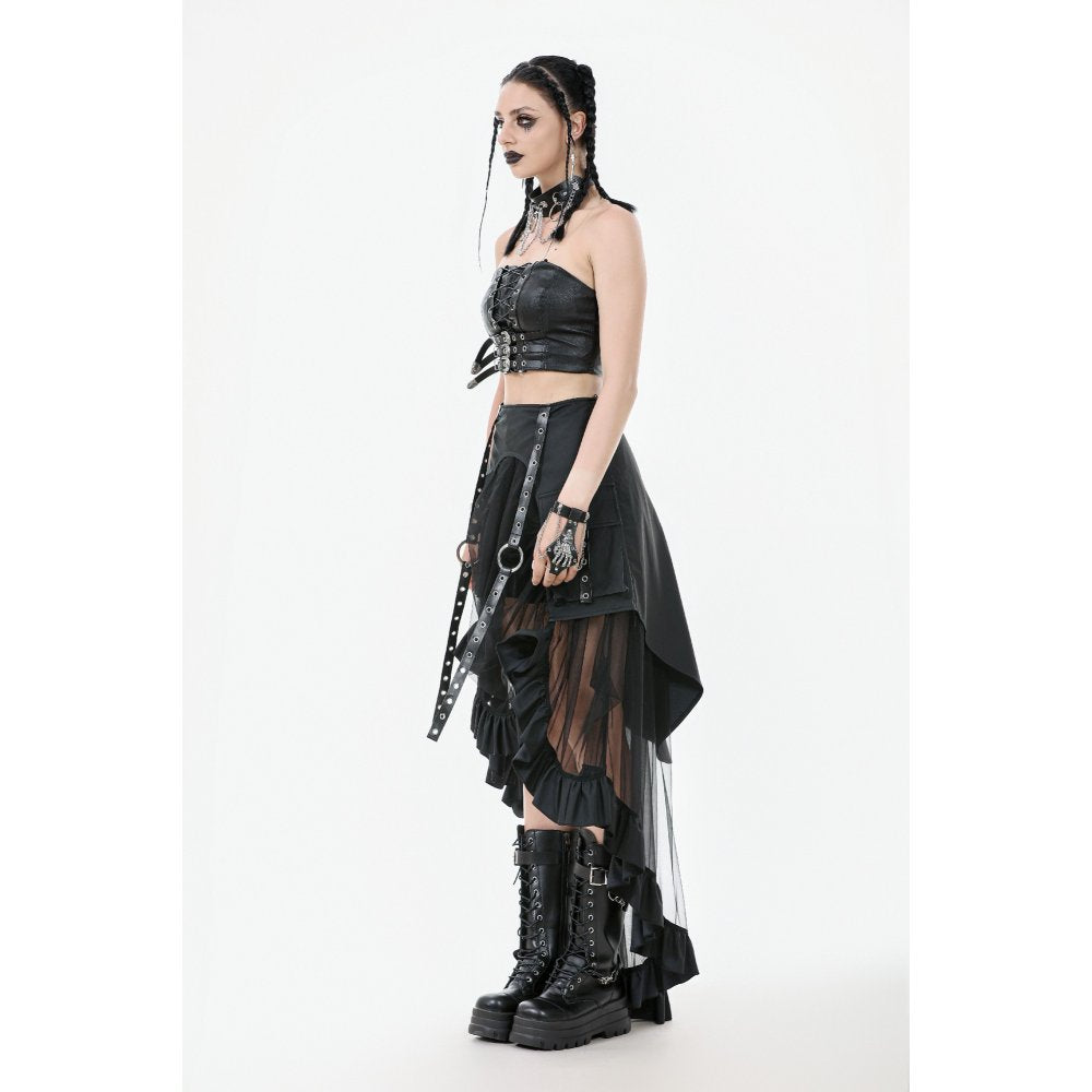 Dark in Love Ravena Faux Leather Corset Top – Black Buckled Goth Style