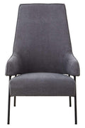 Orsina Henia Ash Grey Velvet Accent Chair | High Back Armchair
