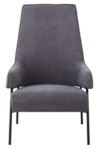 Orsina Henia Ash Grey Velvet Accent Chair | High Back Armchair