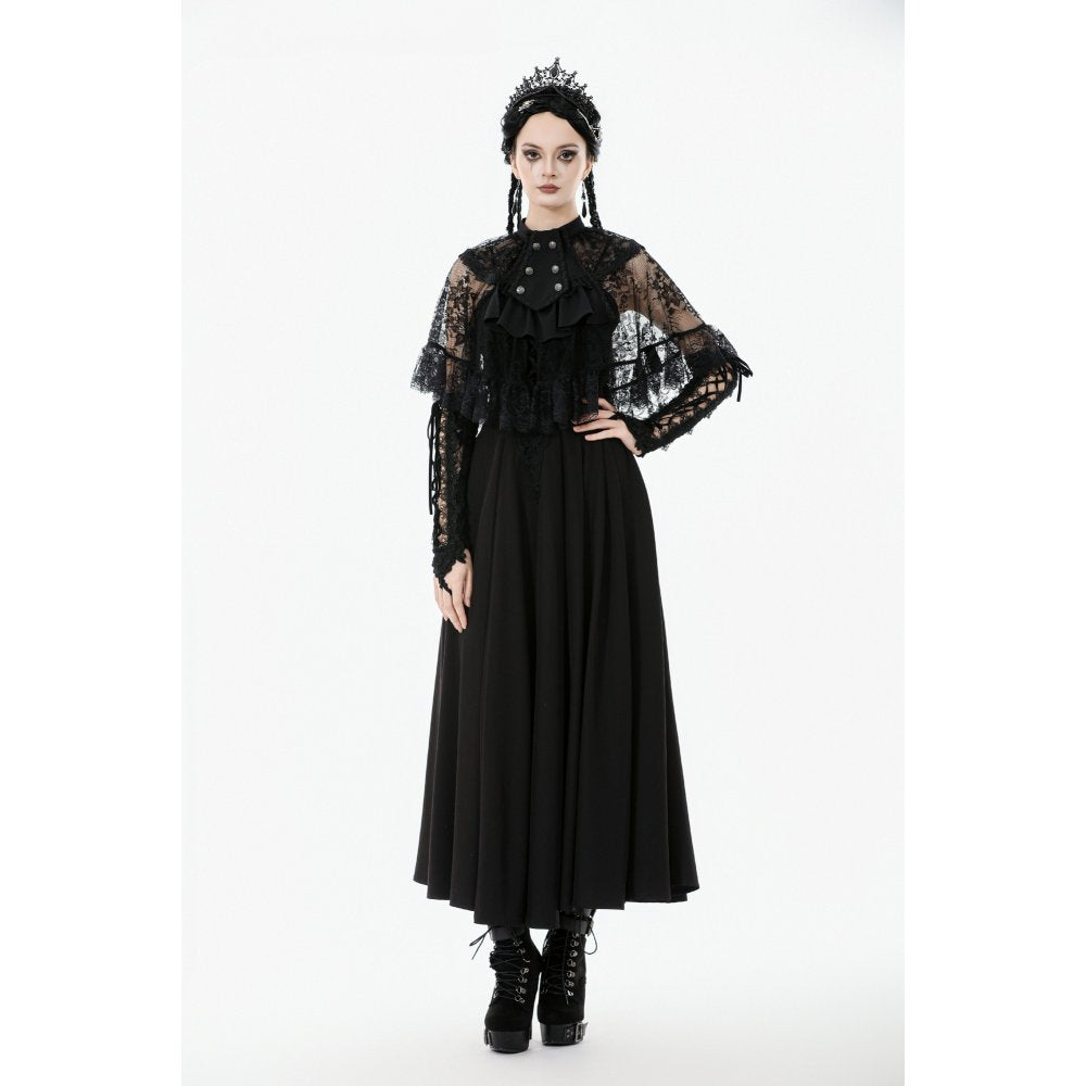 Dark in Love Bellatrix Lace Ruffle Capelet – Gothic Victorian Cape