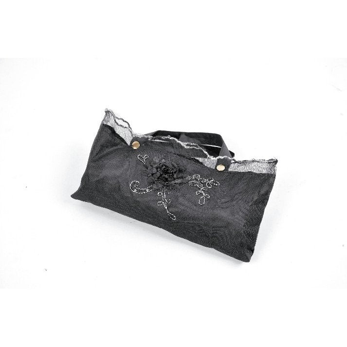 Dark in Love Belladonna Embroidered Folding Parasol – Black Gothic Sunshade
