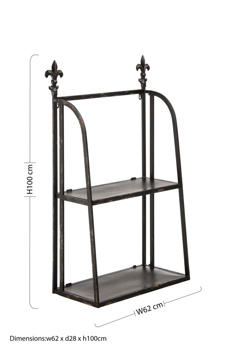 Orsina 2-Tier Black Metal Wall Mountable Shelf Unit | Industrial Decor