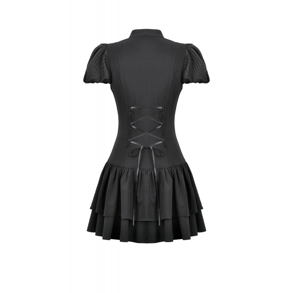 Dark in Love Lolita Bow-Trim Lace Dress | Gothic High-Low Evening Gown