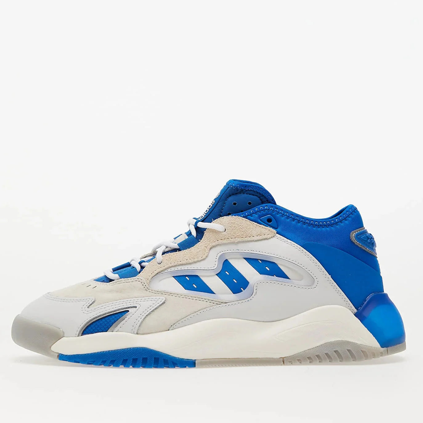 Adidas Streetball II Leather Basketball Trainers - White Blue Grey