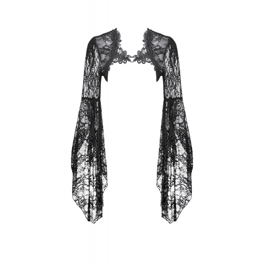 Dark In Love Lilith Gothic 3D Lace Bell Sleeve Cape – Floral Shrug
