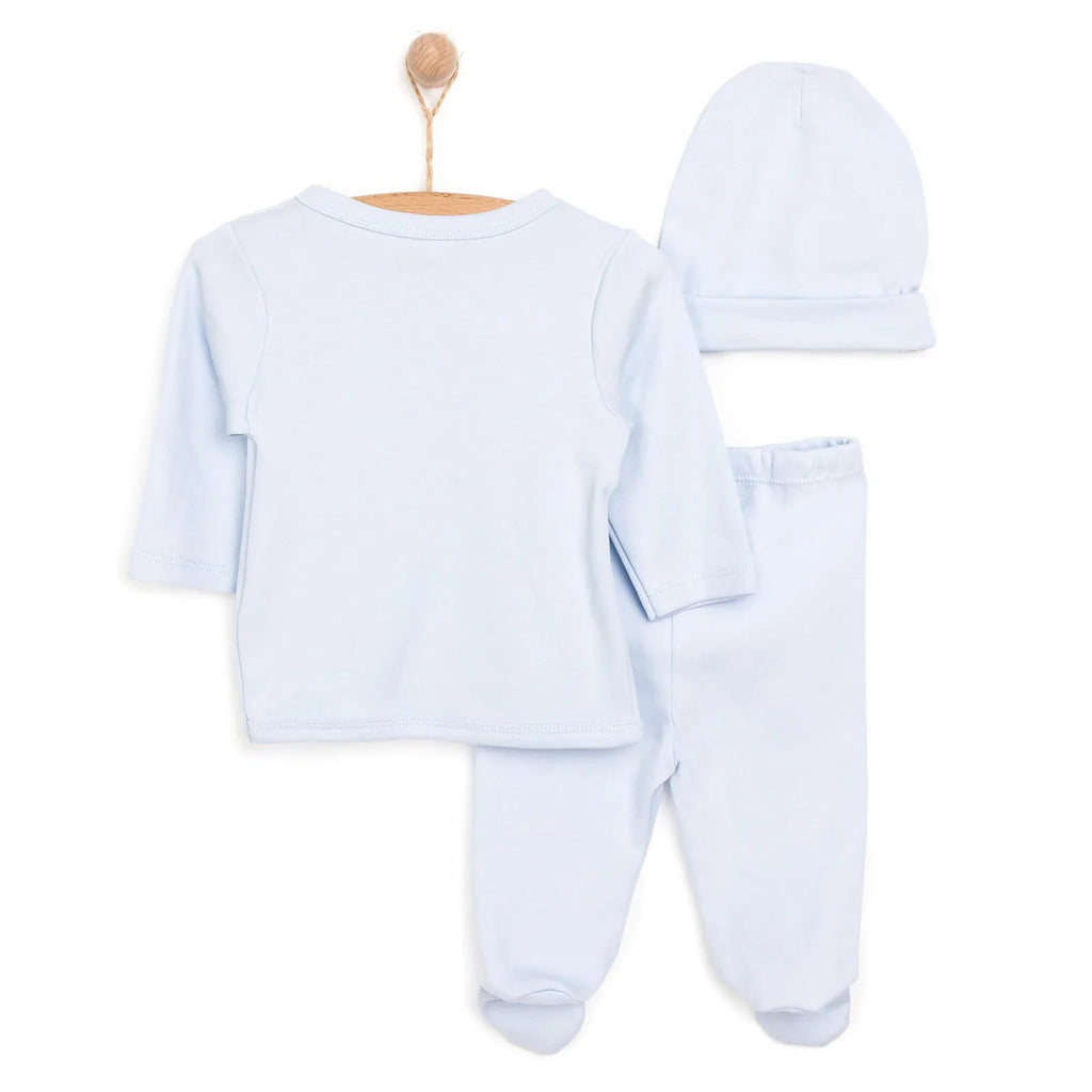 HelloBaby Newborn Organic Wrapover Top-Hat - Blue