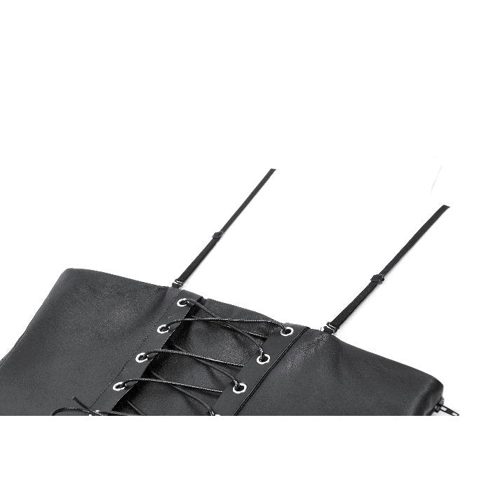 Dark in Love Ravena Faux Leather Corset Top – Black Buckled Goth Style