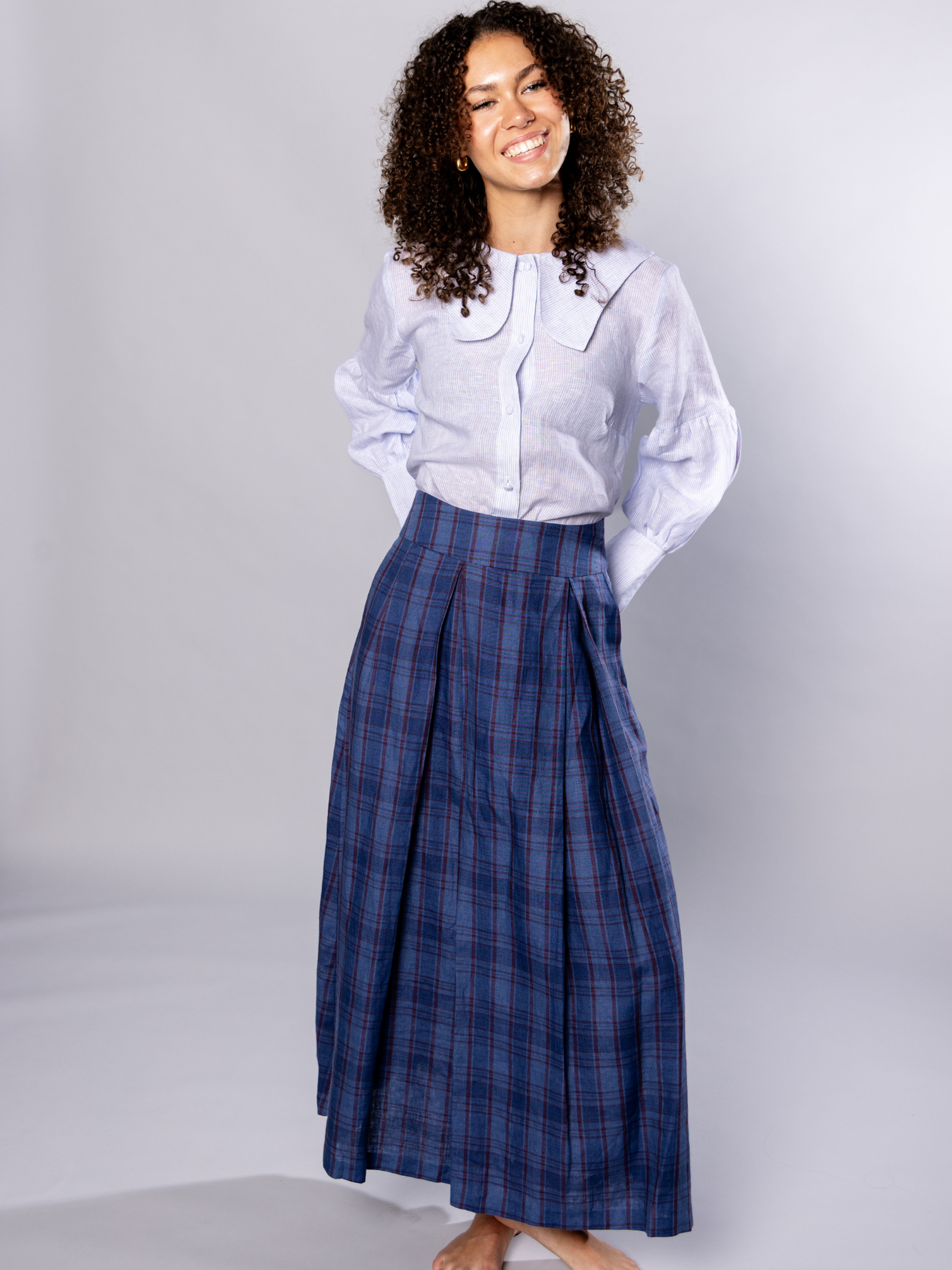 No More Nobody Habiba Tulip Collar Blouse – Handmade Deadstock Linen