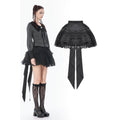 Dark In Love Beatrix Black Satin Ruffled Lace Goth Overskirt