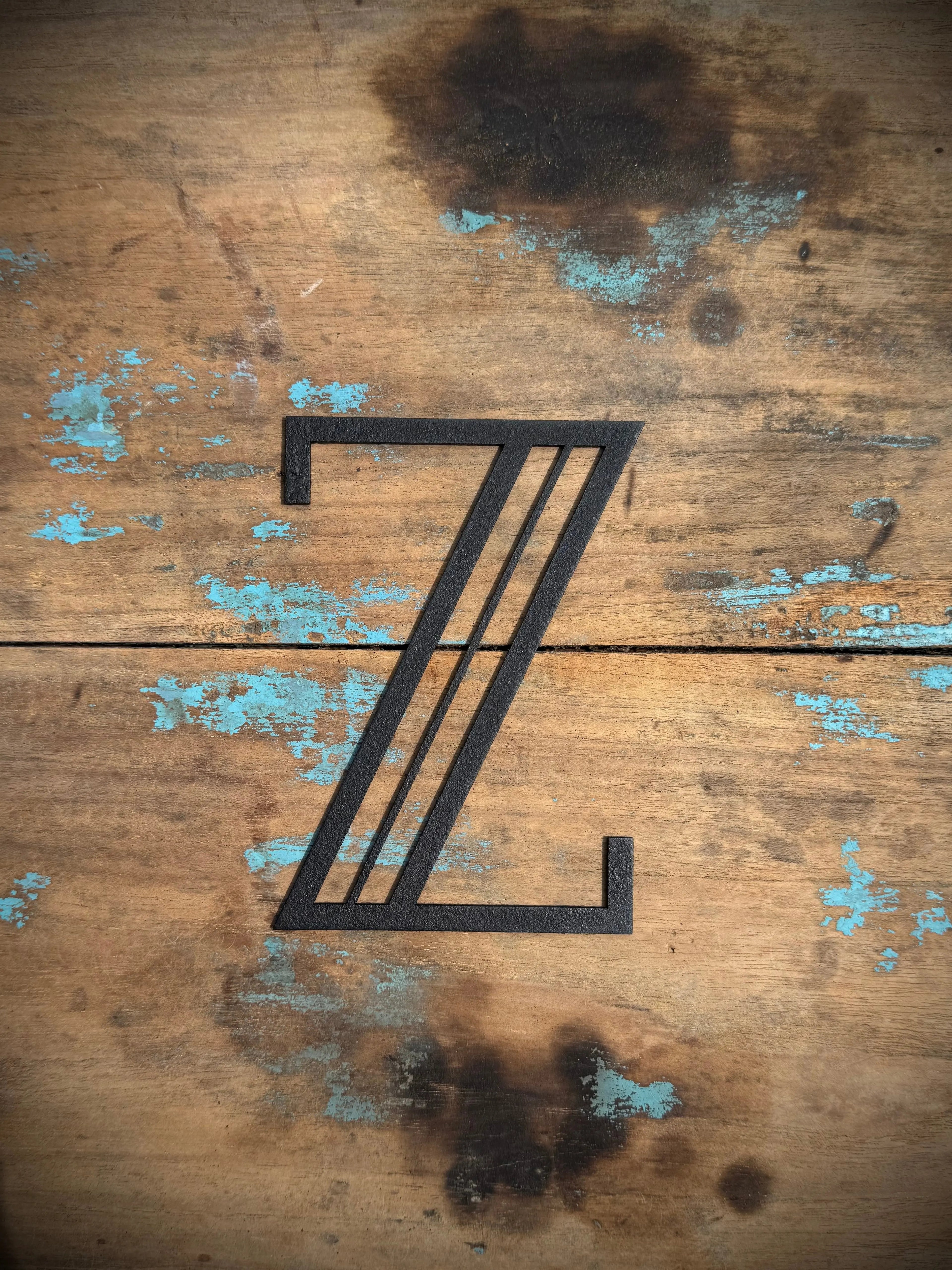 Art Deco Metal Letters & Numbers | Distressed Black Steel Wall Decor