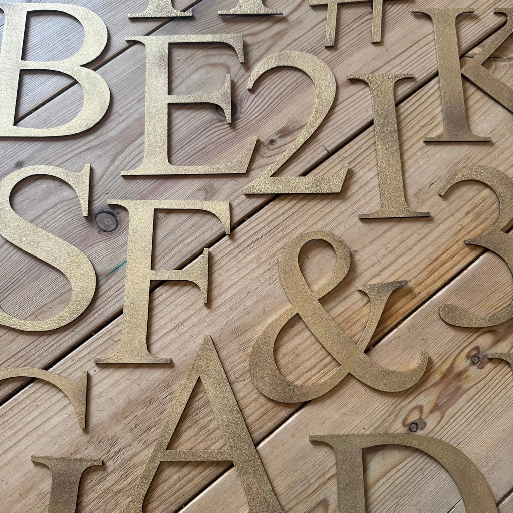 Rustic Distressed Gold Metal Letters | Classic Steel Wall Signage by RWN