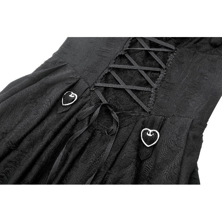 Dark in Love Mortalis Goth Dress – Black Lace-Up Spiderweb Hem