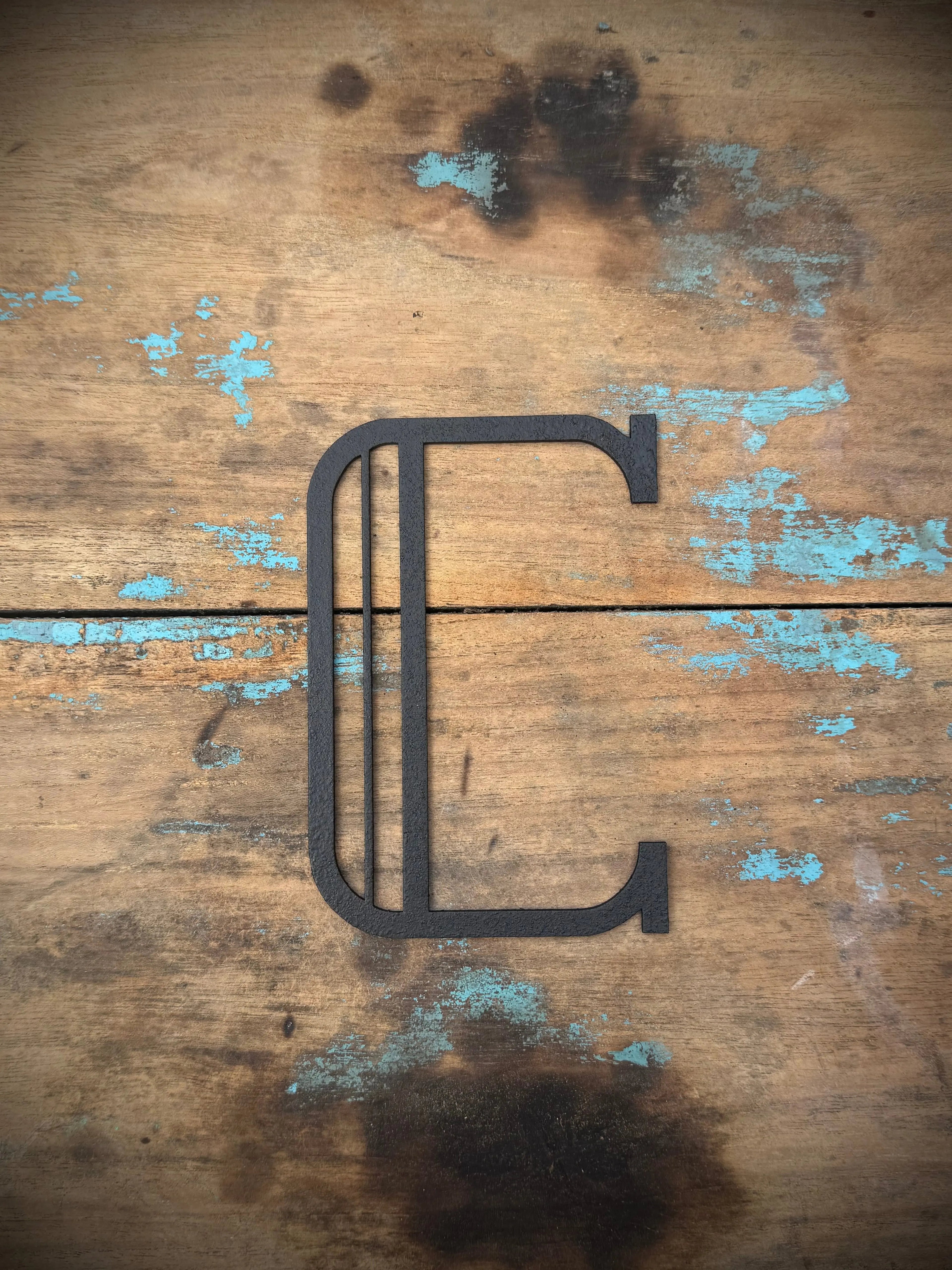 Art Deco Metal Letters & Numbers | Distressed Black Steel Wall Decor
