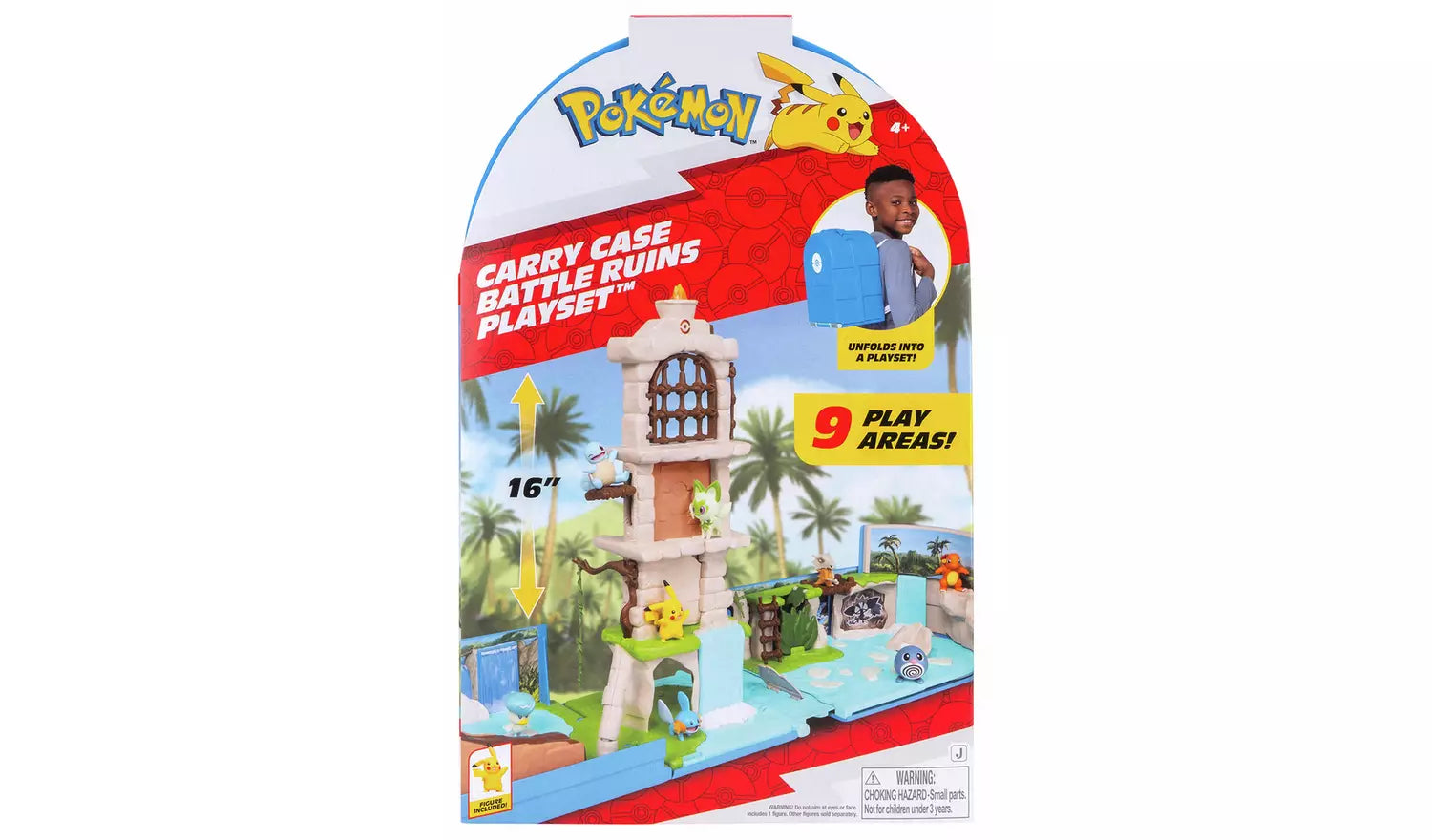 Pokémon Carry Case Battle Ruins Playset – Portable Backpack with Pikachu