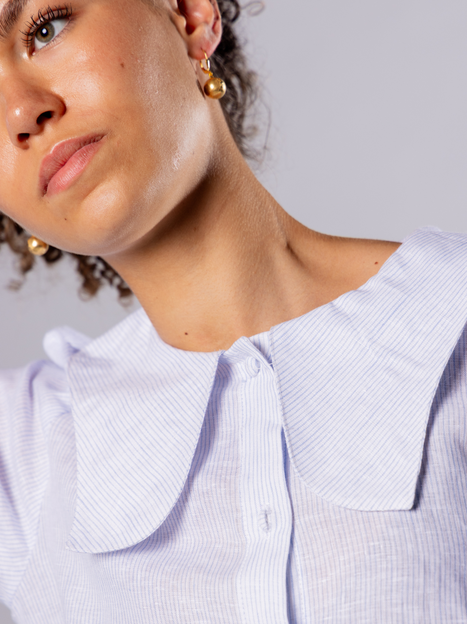 No More Nobody Habiba Tulip Collar Blouse – Handmade Deadstock Linen