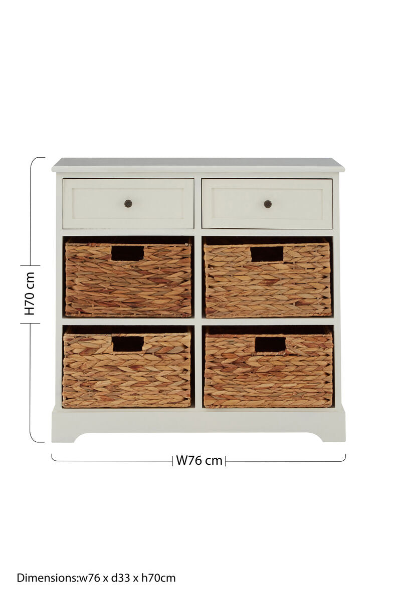Orsina Vermont Ivory 2 Drawer 4 Basket Storage Cabinet – Painted Wood