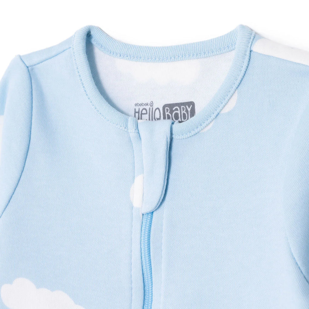 HelloBaby Newborn Footed Jumpsuit - Light Blue