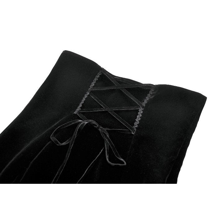 Dark in Love Gothic Velvet Mermaid Skirt – Elegant Red Lace Trim
