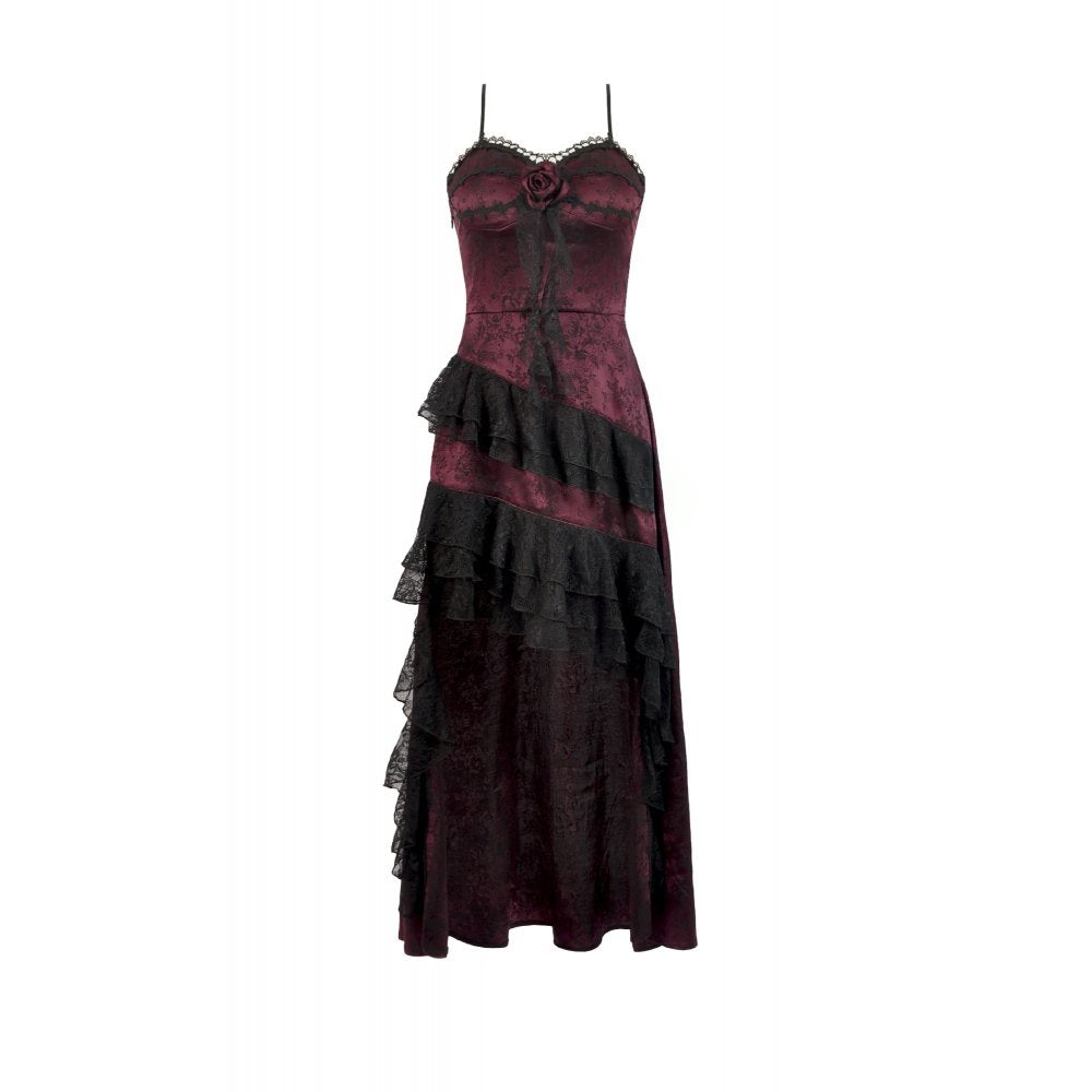 Dark in Love Belladonna Velvet Lace Dress – Gothic Wine Red Velveteen