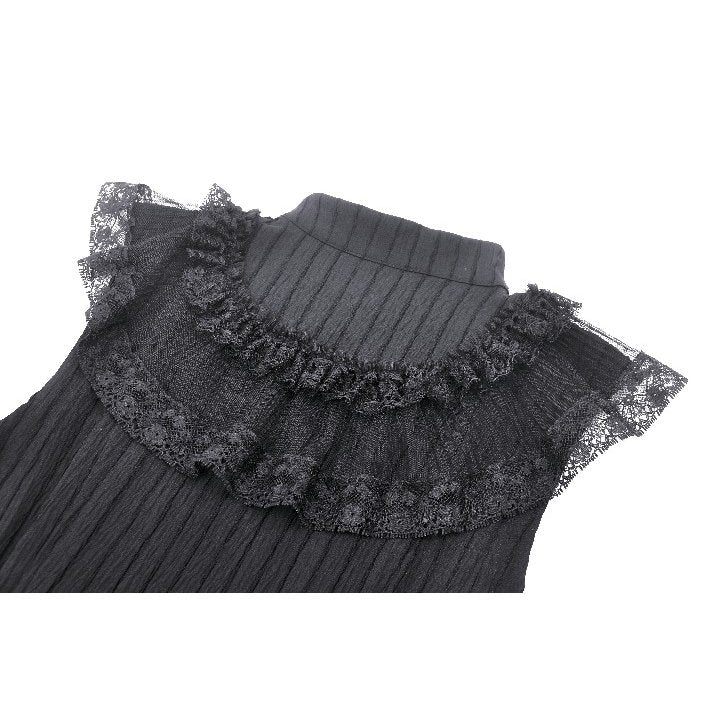 Dark in Love Diya Black Tiered Goth Dress – Sleeveless Lace Victorian