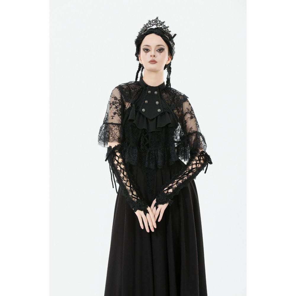 Dark in Love Bellatrix Lace Ruffle Capelet – Gothic Victorian Cape