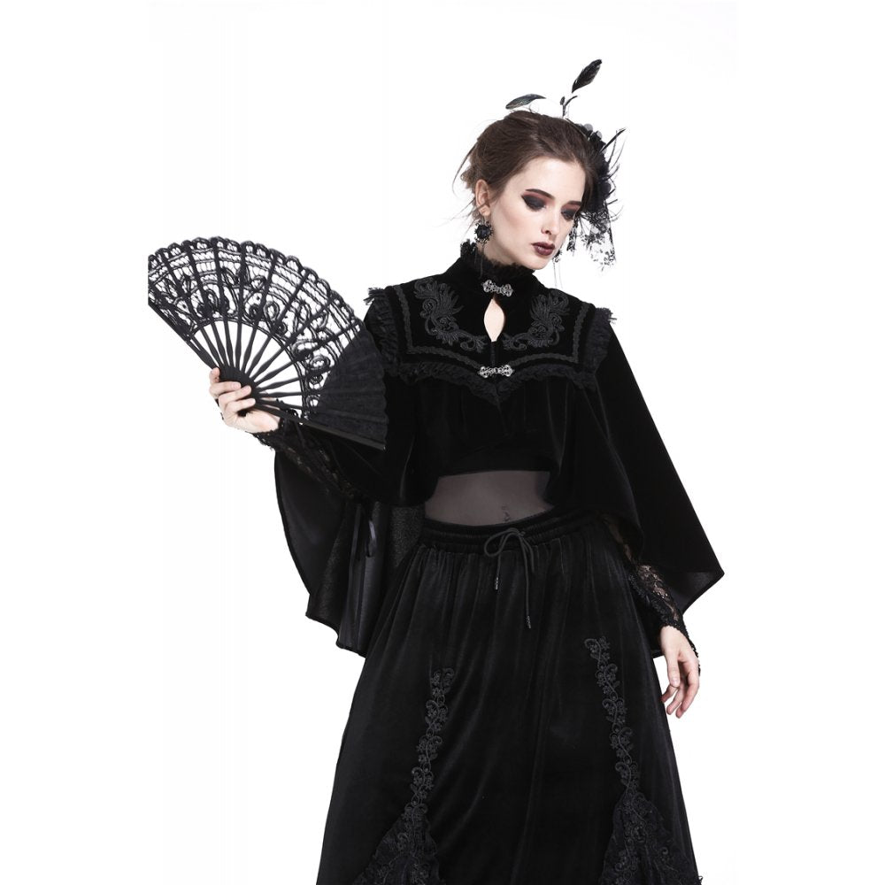 Dark in Love Gothic Black Lace Fan – Victorian Floral Accessory