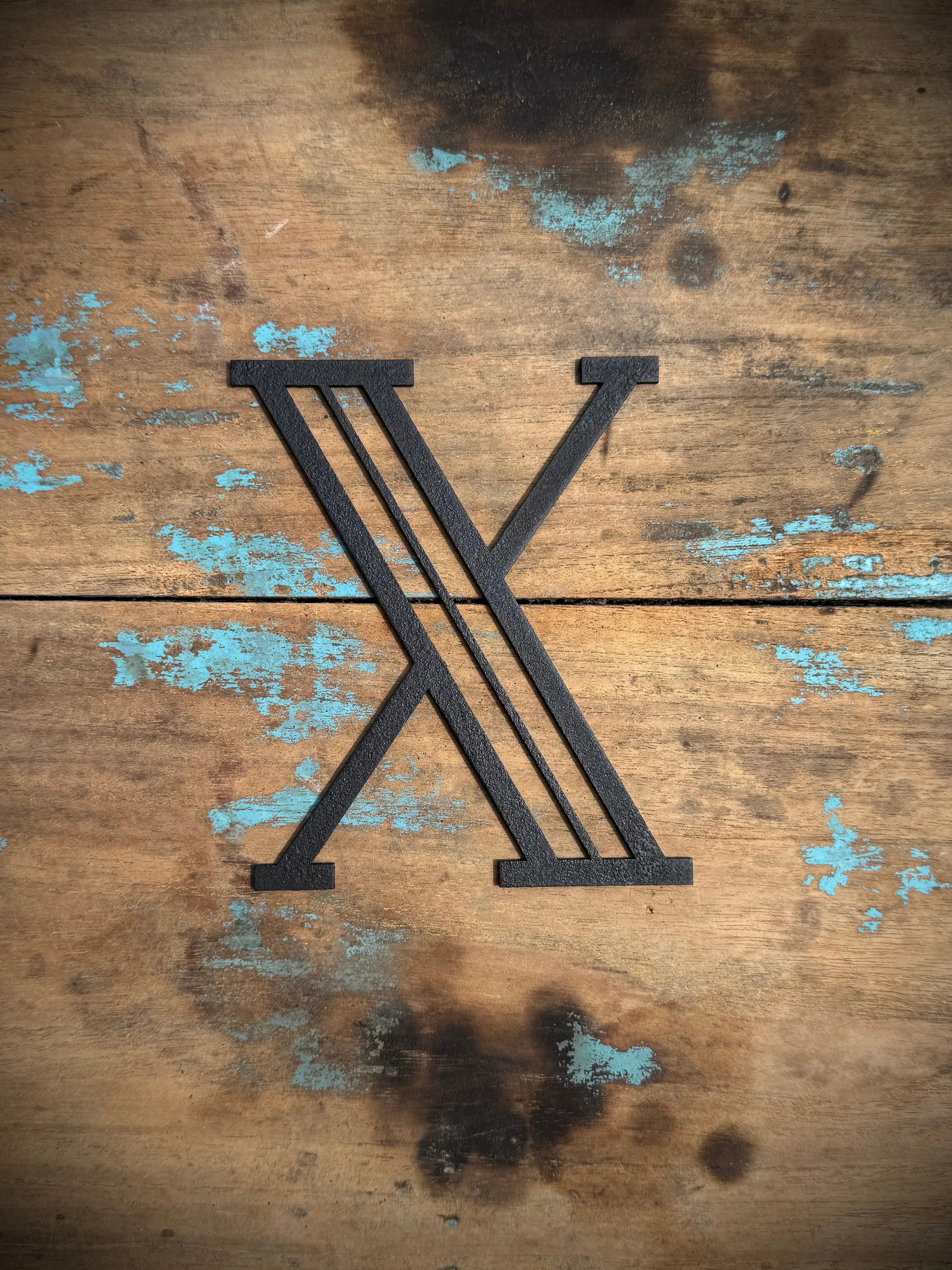 Art Deco Metal Letters & Numbers | Distressed Black Steel Wall Decor