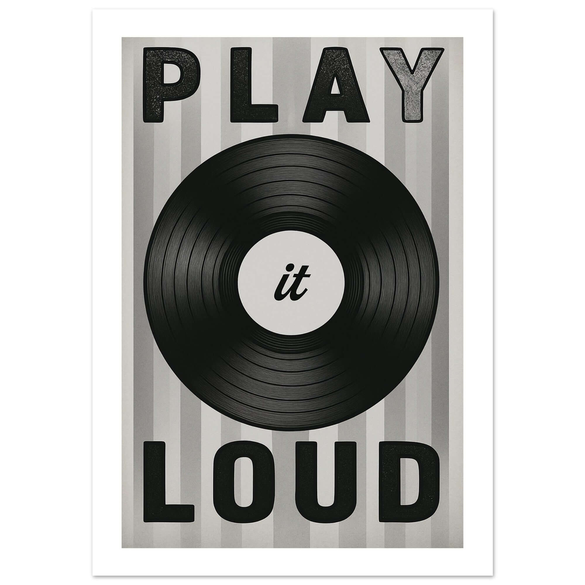 Play It Loud Vinyl Record Wall Art – Retro Music Poster for Studio & Home Decor